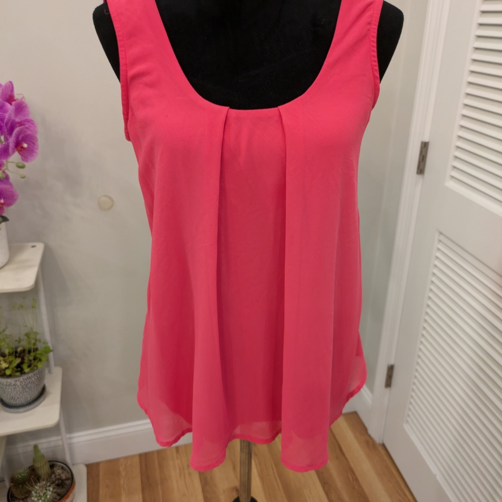 Colleen Lopez Pink Pleated Tank Top Size Small Good For Medium